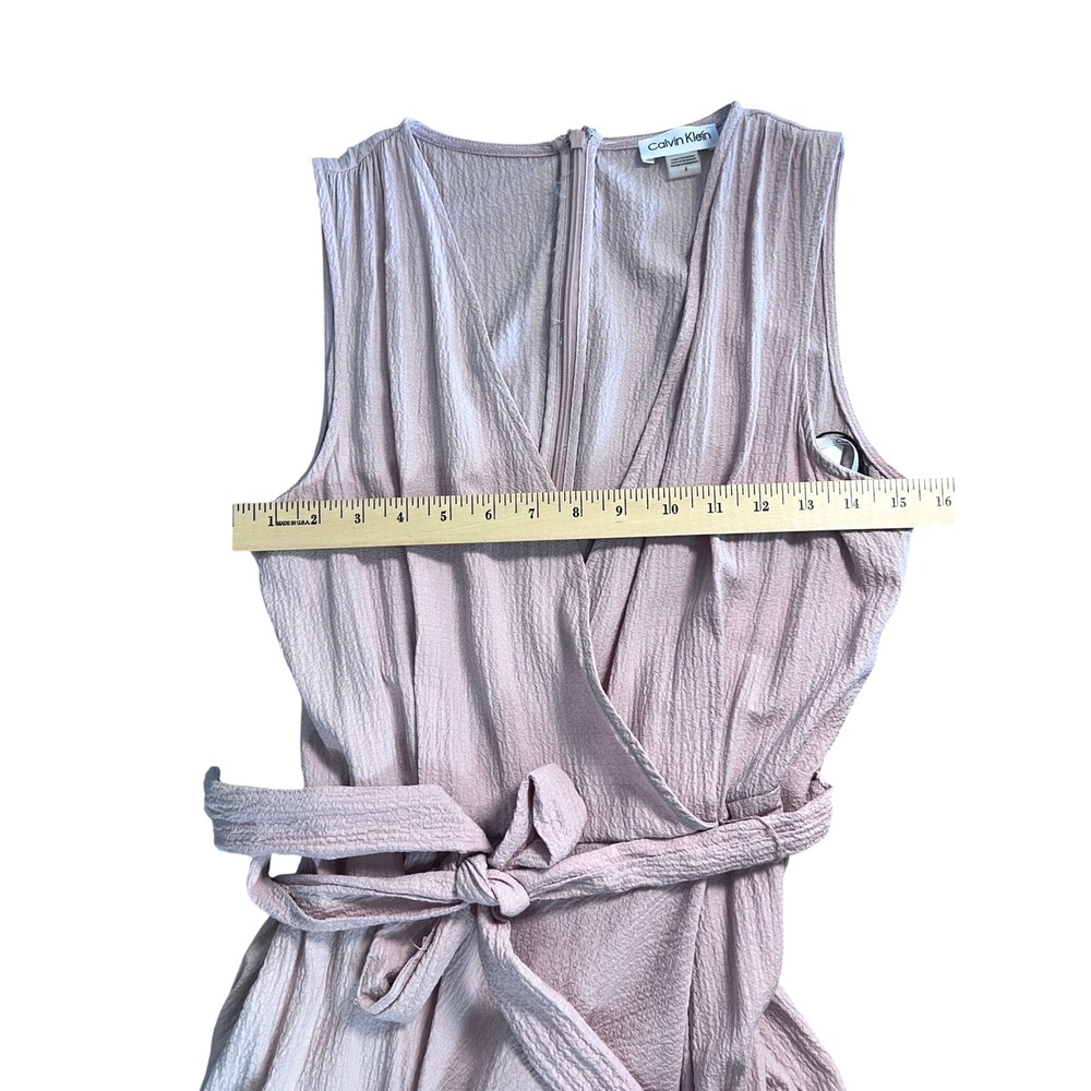 Calvin Klein Wide Leg Mock Wrap Jumpsuit Women sz 8 Blush Pink - Picture 8 of 9